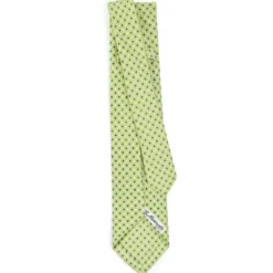 CRAVATTA SARTORIALE 9 PIEGHE IN SETA VERDE CHIARO Microfantasia fiore