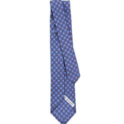 CRAVATTA SARTORIALE 9 PIEGHE IN SETA AZZURRO POLVERE Microfantasia fiore
