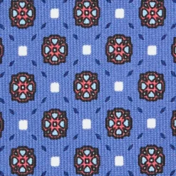 CRAVATTA SARTORIALE 9 PIEGHE IN SETA AZZURRO POLVERE Microfantasia fiore
