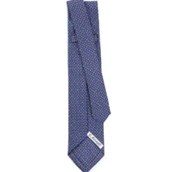 CRAVATTA SARTORIALE 7 PIEGHE IN SETA AZZURRO POLVERE Microfantasia fiore