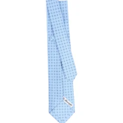 CRAVATTA SARTORIALE 5 PIEGHE IN SETA AZZURRA Microfantasia fiore