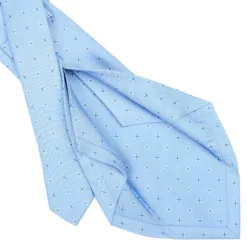 CRAVATTA SARTORIALE 5 PIEGHE IN SETA AZZURRA Microfantasia fiore