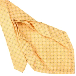 CRAVATTA SARTORIALE 9 PIEGHE IN SETA GIALLA Microfantasia fiore
