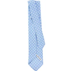 CRAVATTA SARTORIALE 9 PIEGHE IN SETA AZZURRA Microfantasia fiore