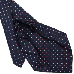 CRAVATTA SARTORIALE 9 PIEGHE IN SETA BLU SCURO Microfantasia fiore