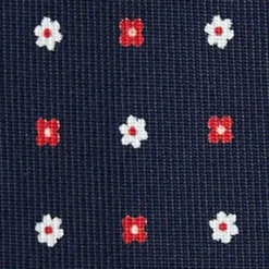 CRAVATTA SARTORIALE 9 PIEGHE IN SETA BLU SCURO Microfantasia fiore