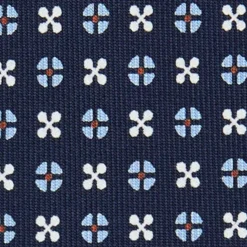CRAVATTA SARTORIALE 9 PIEGHE IN SETA BLU SCURO Microfantasia fiore