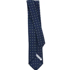 CRAVATTA SARTORIALE 9 PIEGHE IN SETA BLU SCURO Microfantasia fiore