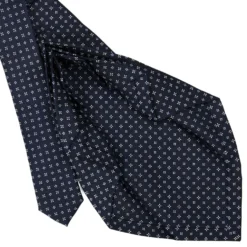 CRAVATTA SARTORIALE 9 PIEGHE IN SETA BLU SCURO Microfantasia fiore