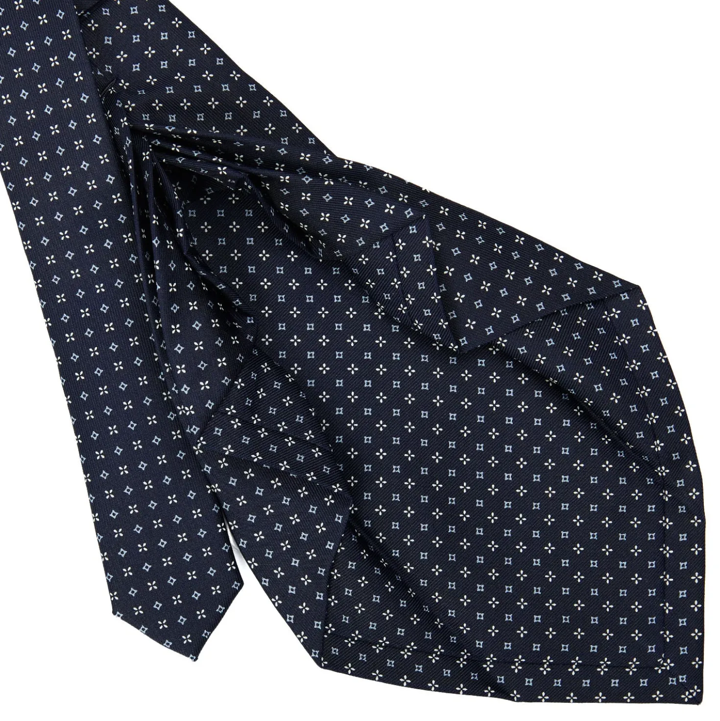 CRAVATTA SARTORIALE 9 PIEGHE IN SETA BLU SCURO Microfantasia fiore