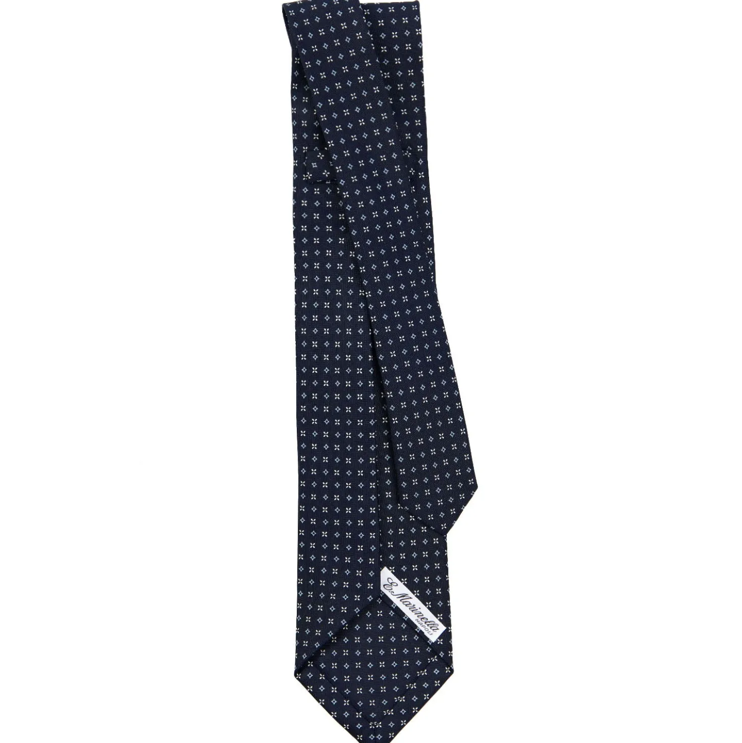 CRAVATTA SARTORIALE 9 PIEGHE IN SETA BLU SCURO Microfantasia fiore