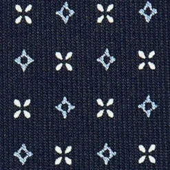 CRAVATTA SARTORIALE 9 PIEGHE IN SETA BLU SCURO Microfantasia fiore