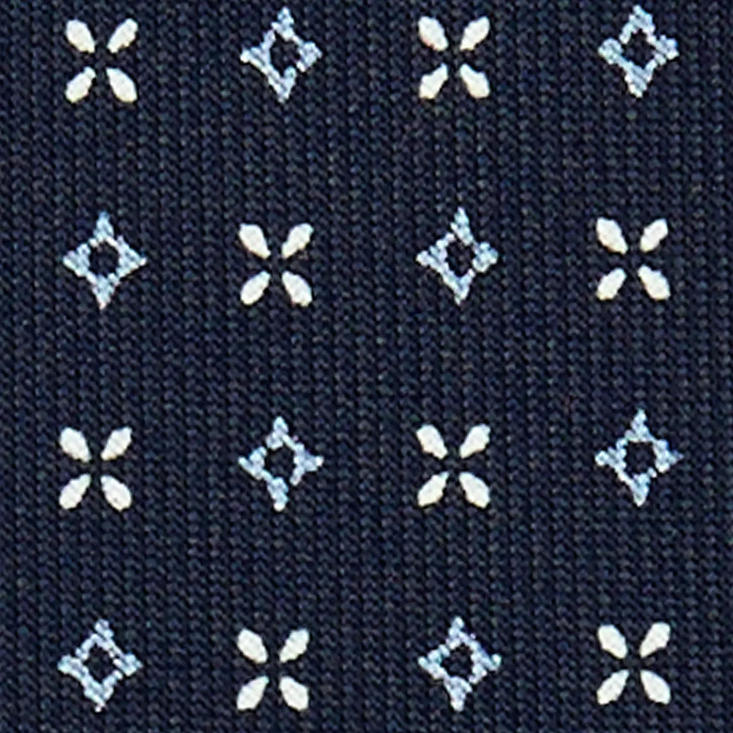 CRAVATTA SARTORIALE 9 PIEGHE IN SETA BLU SCURO Microfantasia fiore