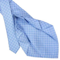 CRAVATTA SARTORIALE 9 PIEGHE IN SETA AZZURRA Microfantasia fiore