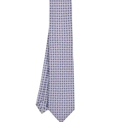 CRAVATTA SARTORIALE 5 PIEGHE IN SETA GRIGIO CHIARO Microfantasia fiore