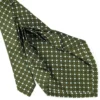 CRAVATTA SARTORIALE 9 PIEGHE IN SETA VERDE OLIVA Microfantasia fiore