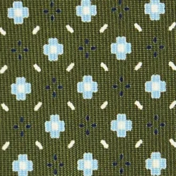 CRAVATTA SARTORIALE 9 PIEGHE IN SETA VERDE OLIVA Microfantasia fiore