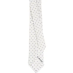 CRAVATTA SARTORIALE 5 PIEGHE IN SETA BIANCA Microfantasia fiore