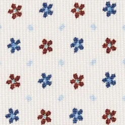 CRAVATTA SARTORIALE 7 PIEGHE IN SETA BIANCA Microfantasia fiore