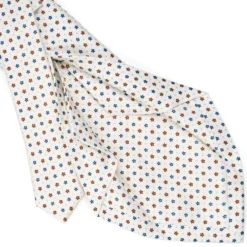 CRAVATTA SARTORIALE 5 PIEGHE IN SETA BIANCA Microfantasia fiore