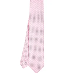 CRAVATTA SARTORIALE 5 PIEGHE IN SETA ROSA Microfantasia fiore