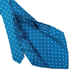 CRAVATTA SARTORIALE 9 PIEGHE IN SETA BLU MEDIO Microfantasia fiore
