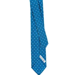 CRAVATTA SARTORIALE 9 PIEGHE IN SETA BLU MEDIO Microfantasia fiore