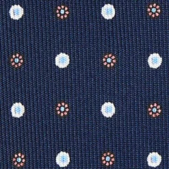 CRAVATTA SARTORIALE 9 PIEGHE IN SETA BLU SCURO Microfantasia fiore