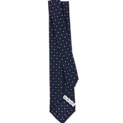CRAVATTA SARTORIALE 9 PIEGHE IN SETA BLU SCURO Microfantasia fiore