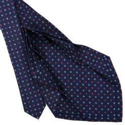 CRAVATTA SARTORIALE 9 PIEGHE IN SETA BLU SCURO Microfantasia fiore