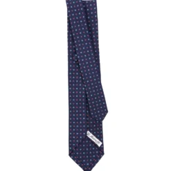CRAVATTA SARTORIALE 9 PIEGHE IN SETA BLU SCURO Microfantasia fiore