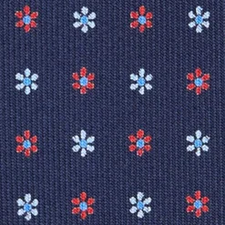 CRAVATTA SARTORIALE 9 PIEGHE IN SETA BLU SCURO Microfantasia fiore