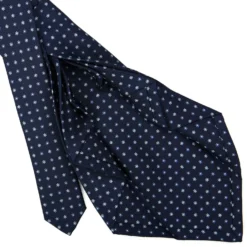 CRAVATTA SARTORIALE 9 PIEGHE IN SETA BLU SCURO Microfantasia fiore