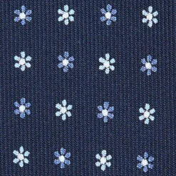 CRAVATTA SARTORIALE 9 PIEGHE IN SETA BLU SCURO Microfantasia fiore