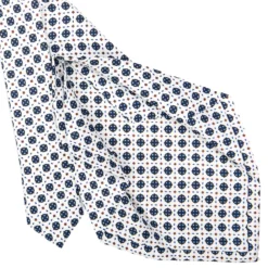CRAVATTA SARTORIALE 5 PIEGHE IN SETA BIANCA Microfantasia fiore