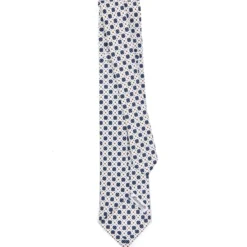 CRAVATTA SARTORIALE 5 PIEGHE IN SETA BIANCA Microfantasia fiore