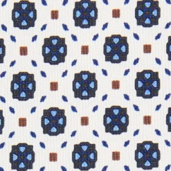 CRAVATTA SARTORIALE 5 PIEGHE IN SETA BIANCA Microfantasia fiore