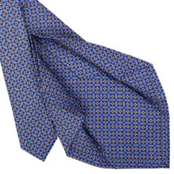 CRAVATTA SARTORIALE 5 PIEGHE IN SETA AZZURRO POLVERE Microfantasia fiore