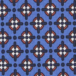 CRAVATTA SARTORIALE 5 PIEGHE IN SETA AZZURRO POLVERE Microfantasia fiore