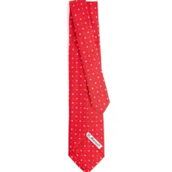 CRAVATTA SARTORIALE 9 PIEGHE IN SETA ROSSA Microfantasia fiore