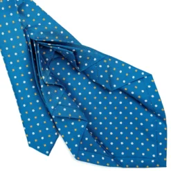 CRAVATTA SARTORIALE 9 PIEGHE IN SETA BLU MEDIO Microfantasia fiore