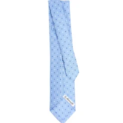 CRAVATTA SARTORIALE 9 PIEGHE IN SETA AZZURRA Microfantasia fiore