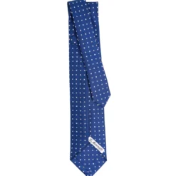 CRAVATTA SARTORIALE 9 PIEGHE IN SETA BLU Microfantasia fiore
