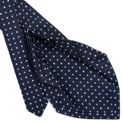CRAVATTA SARTORIALE 9 PIEGHE IN SETA BLU SCURO Microfantasia fiore