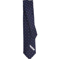 CRAVATTA SARTORIALE 9 PIEGHE IN SETA BLU SCURO Microfantasia fiore