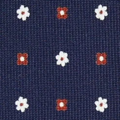 CRAVATTA SARTORIALE 9 PIEGHE IN SETA BLU SCURO Microfantasia fiore