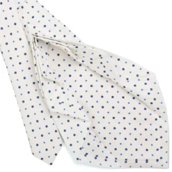 CRAVATTA SARTORIALE 9 PIEGHE IN SETA BIANCA Microfantasia fiore