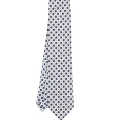CRAVATTA SARTORIALE 9 PIEGHE IN SETA BIANCA Microfantasia fiore