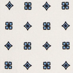CRAVATTA SARTORIALE 9 PIEGHE IN SETA BIANCA Microfantasia fiore