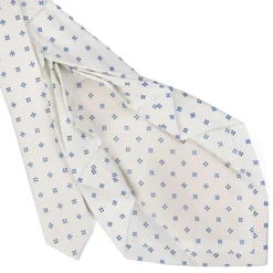 CRAVATTA SARTORIALE 9 PIEGHE IN SETA BIANCA Microfantasia fiore